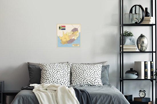 Muursticker Illustration Afrique du Sud - Illustration de Afrique du Sud sur une carte ancienne - 30x30 cm - film adhésif autocollant - sticker mural repositionnable