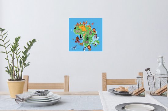 Sticker Muursticker L'illustration des Big Five - illustration de la carte de l' Afrique les Big Five - 30x30 cm - film adhésif autocollant - sticker mural repositionnable