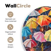 WallCircle - Wandcirkel ⌀ 140 - Paraplu's - Schilderij - Kunst - Regenboog - Ronde schilderijen woonkamer - Wandbord rond - Muurdecoratie cirkel - Kamer decoratie binnen - Wanddecoratie muurcirkel - Woonaccessoires