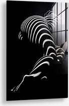 Wallfield™ - Zebra Woman | Glasschilderij | Gehard glas | 80 x 120 cm | Magnetisch Ophangsysteem