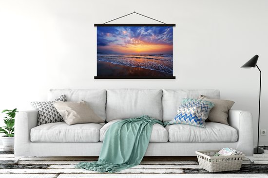 Porte-affiche avec affiche - Affiche scolaire - Mer - Soleil - Couleurs - 150x100 cm - Lattes noires