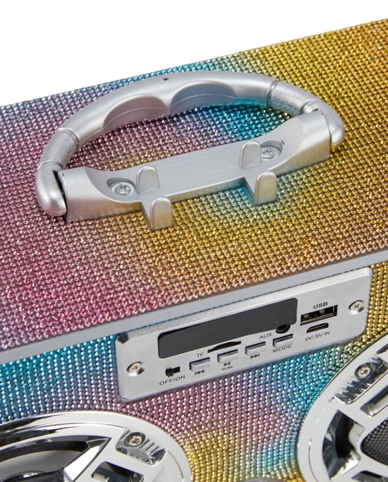 Trend Tech Brands - Swirl Bling draadloze boombox met FM-radio - kinderen - muziek - Bluetooth - Bluetooth boombox - Vintage geluidssysteem — afbeelding 3