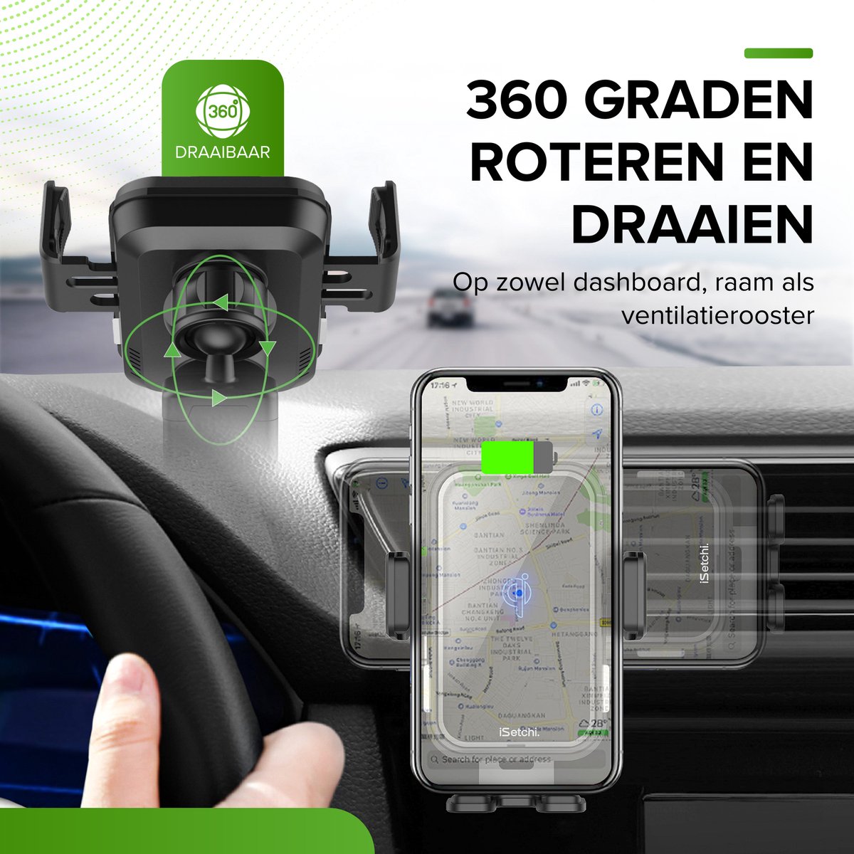 MOKPR 15W draadloze autolader, snellader, auto-klemmende autolader, ventilatierooster telefoonhouder compatibel met iPhone 14/13/13 Pro/12 pro/12/11/X/8, Samsung S22/S21/S20 (met QC 3.0 autolader