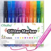 Ohuhu Glitter Metallic Marker Pens - set van 12