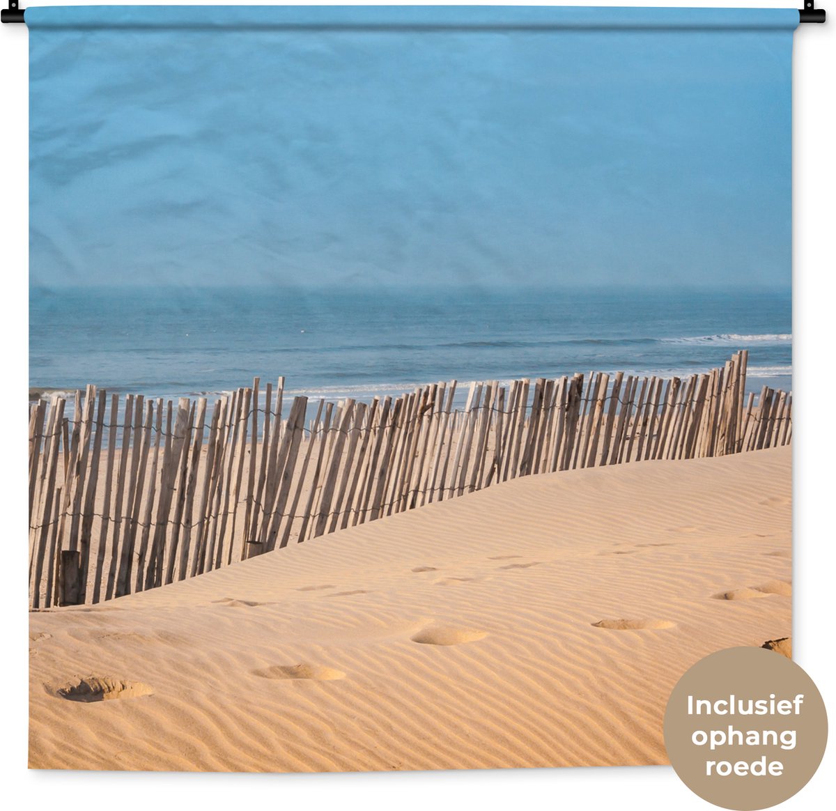 Wandkleed - Wanddoek - Strand - Zee - Palen - 120x120 cm - Wandtapijt