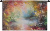 Wandkleed - Wanddoek - Landschap - Olieverf - Kleurrijk - Natuur - 150x100 cm - Wandtapijt