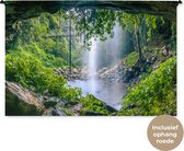 Wandkleed Jungle - Foto van regenwoud met waterval Wandkleed katoen 180x120 cm - Wandtapijt met foto XXL / Groot formaat!