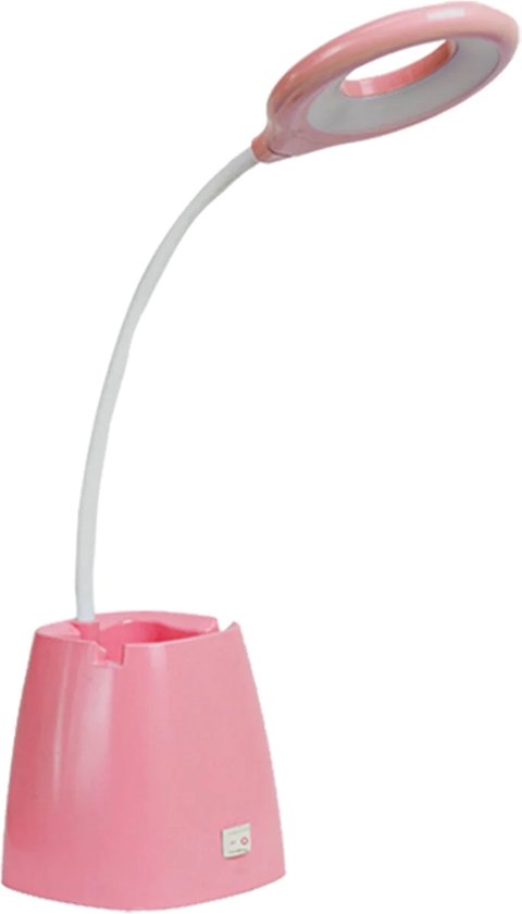 LED Studielamp - Leeslamp - Led Tafel Nachtlampje - Roze Kleur Bureaulamp - 12x12x40cm