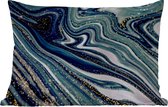 Buitenkussens - Tuin - Marmer - Goud - Blauw - Glitter - Marmerlook - Abstract - 50x30 cm