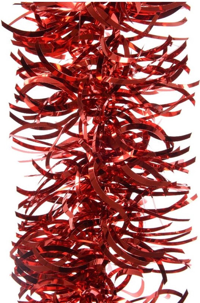 4x Kerstslingers golvend kerst rood 10 cm breed x 270 cm - Guirlande folie lametta - Kerst rode kerstboom versieringen