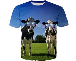 Koeien met Zonnebril Shirt Fullcolor - Unisex - Koe - Cool - Zomer - Dames en Heren t-shirt - t shirt - Boer - Boerderij