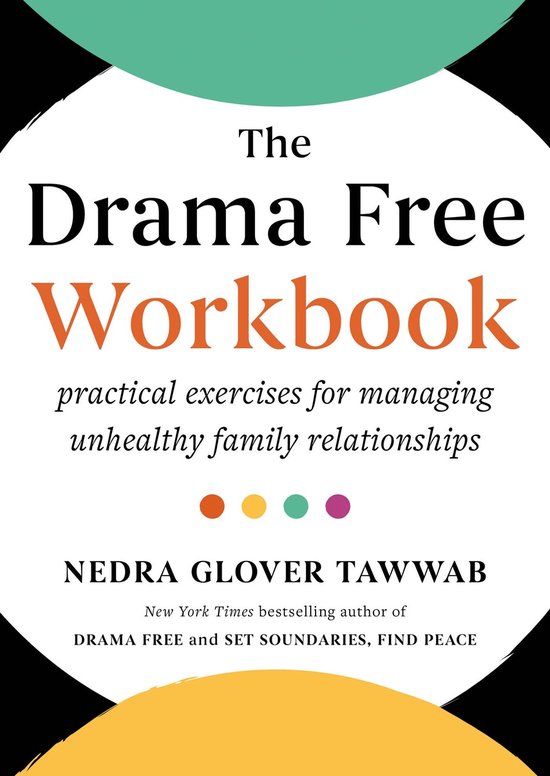 De omslag van het boek "The Drama Free Workbook" met de tekst 'practical exercises for managing unhealthy family relationships'.