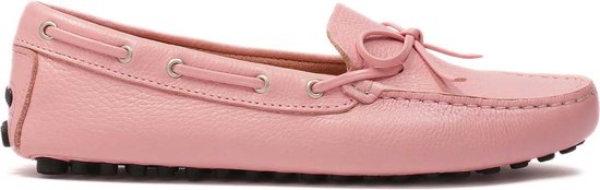 Pink leather moccasins with thong