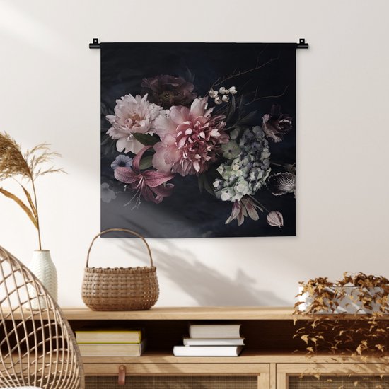 Tapisserie - Tapisserie - Fleurs - Vintage - Pastel - Rose - Wit - 60x60 cm - Tapisserie