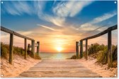 Tuinposter strand - Tuindecoratie zonsondergang - 120x80 cm - Wanddecoratie voor buiten - Schutting decoratie - Buitenposter - Schuttingdoek - Tuindoeken - Tuin doek - Balkon poster