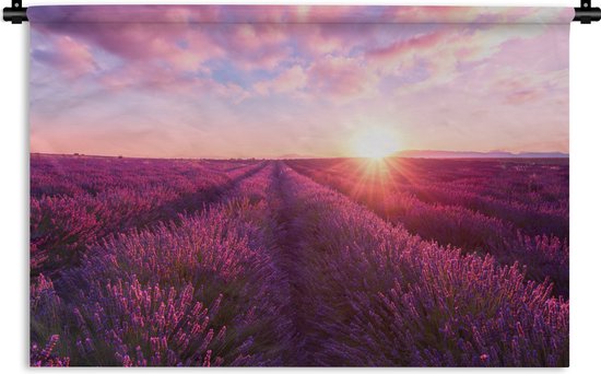 Wandkleed - Wanddoek - Lavendel - Bloemen - Frankrijk - 120x80 cm - Wandtapijt