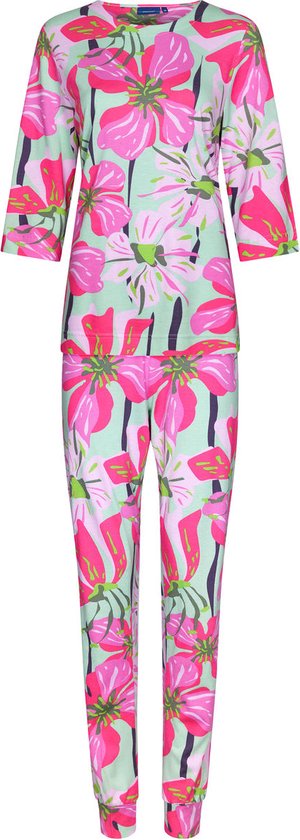 Pastunette dames pyjama - Summer Pink Flower - Zomer pyjama katoen korte mouw - 48 - Roze