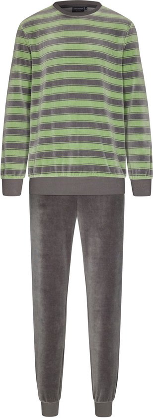 Gestreepte velours heren pyjama Pastunette - Groen - Maat - M