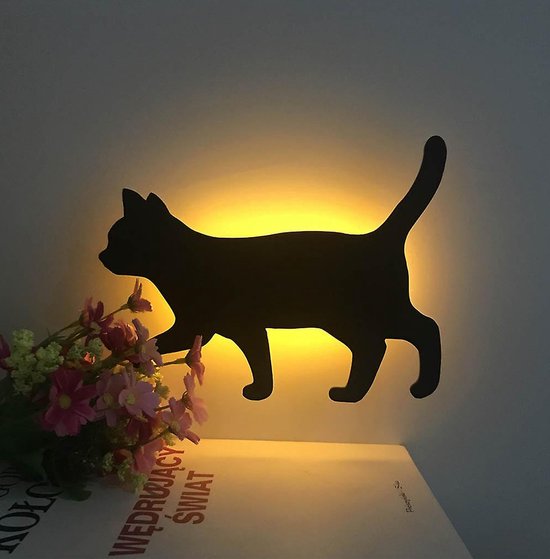 Muurlamp LED kat - Licht Sound control sensor - Nachtlamp - Kinderkamer - Poes - Woondecoratie - Goede kwaliteit