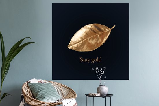 Muurstickers - Sticker Folie - Blad - Gold - Quotes - 120x120 cm - Plakfolie - Muurstickers Kinderkamer - Zelfklevend Behang XXL - Zelfklevend behangpapier - Stickerfolie