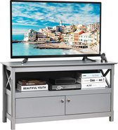 TV commode TV kast voor televisie tot 112 cm, commode Lowboard met plank en 2 deuren, woonkamerkast dressoir televisietafel hout (grijs)