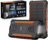 Tensfact® Solar Powerbank 36000 mAh Wireless Charger - Powerbank Zonneenergie - Powerbank Iphone Samsung - USB & USB-C - Orange