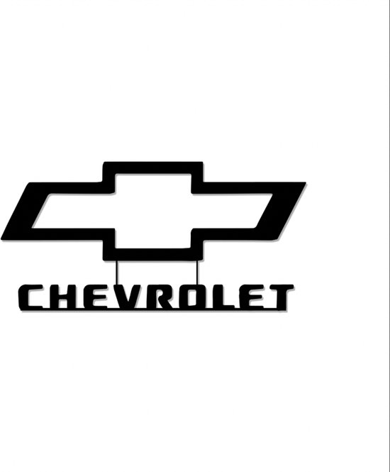 Chevrolet - Logo - Metaalkunst - Zwart - 100 x 50 cm - Auto Decoratie - Muur Decoratie- Man Cave - Cadeau voor man- Inclusief ophangsysteem