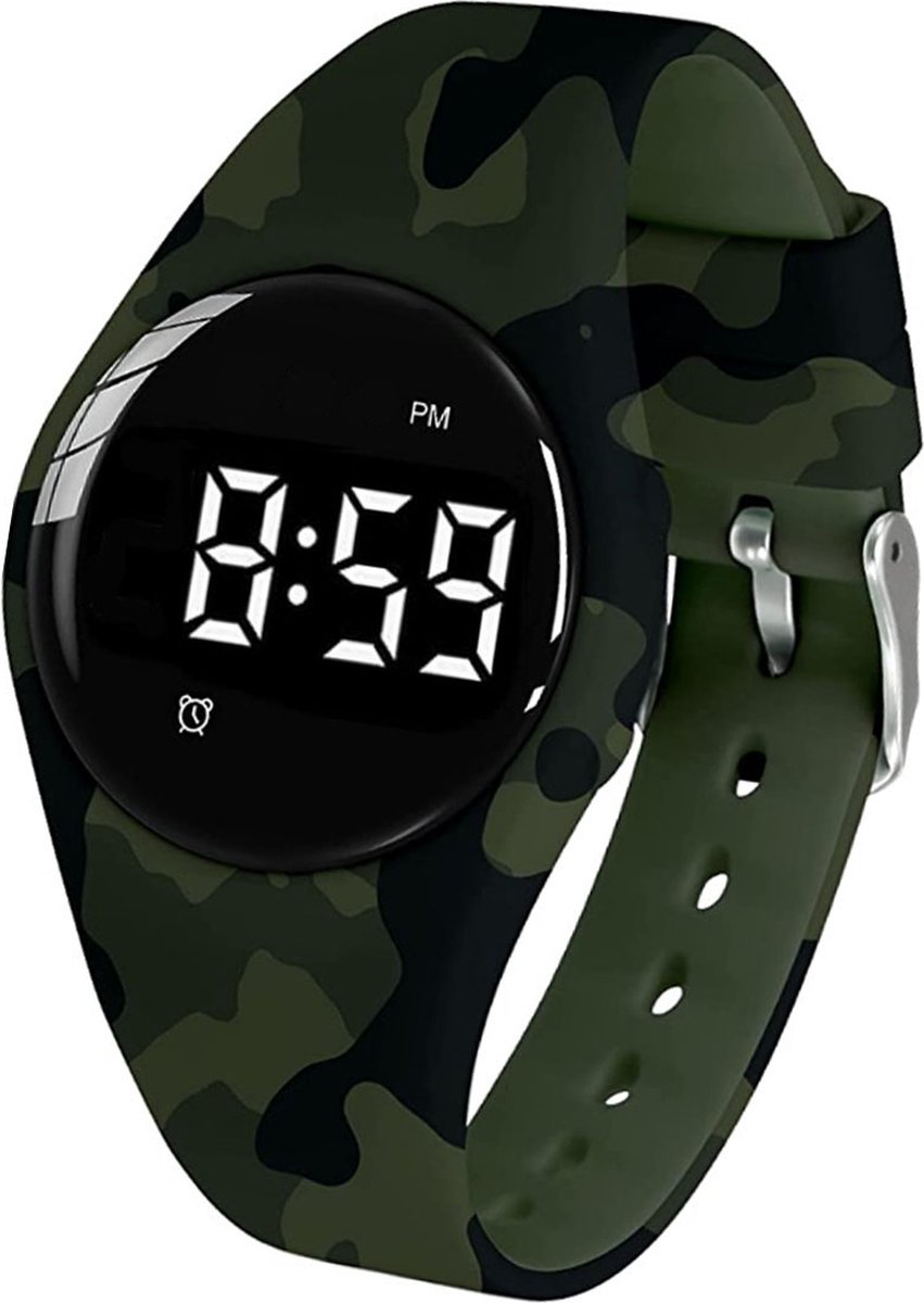 Goedkoopste Herinnerings/alarmhorloge medicatie of plaswekker - kinderen- ouderen- slechthorende- beginnende Dementie- USB oplaadbaar - 15 alarmen - Camouflage Groen -rond