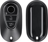 kwmobile autosleutel hoesje geschikt voor Mercedes Benz 3-knops autosleutel smart - autosleutel behuizing in mat zwart / zwart