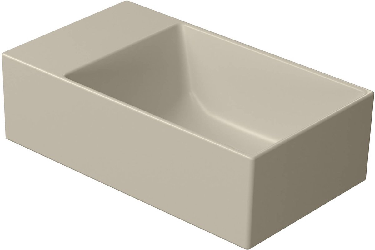 Ben Stelvio mat beige fontein met doorslaanbaar kraangat 40x23x12cm