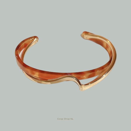Coffee - Bracelets coquillages Witte Gold - Bracelets en métal en forme de C géométrique