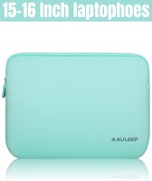AULEEP Laptophoes 15-15,6 inch - neopreen notebookhoes, draagtas voor tablet/waterbestendige compatibele laptophoes voor Acer/Asus/Dell/Lenovo/HP, lichtgroen