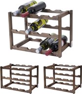 Cosmo Casa Weinregal - Flessenrek Wijnstandaard Wijnhouder- Grenen 3 Planken - 3 Stuks