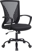 Chaise de bureau, fonction d'inclinaison, respirante, capacité de charge jusqu'à 120 kg 64 x 64 x 96 Cm, Zwart