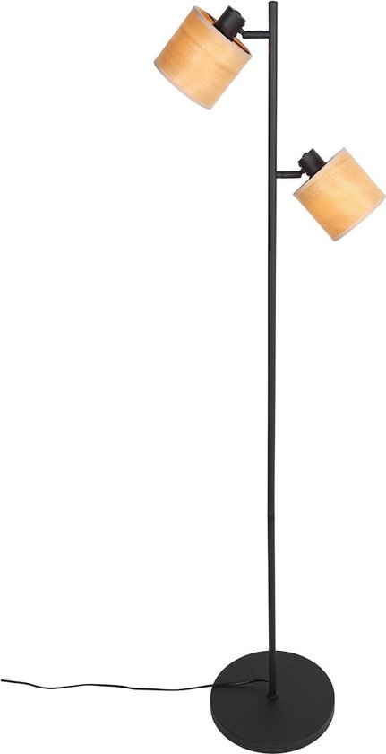 Steinhauer vloerlamp Bambus - zwart - - 3670ZW
