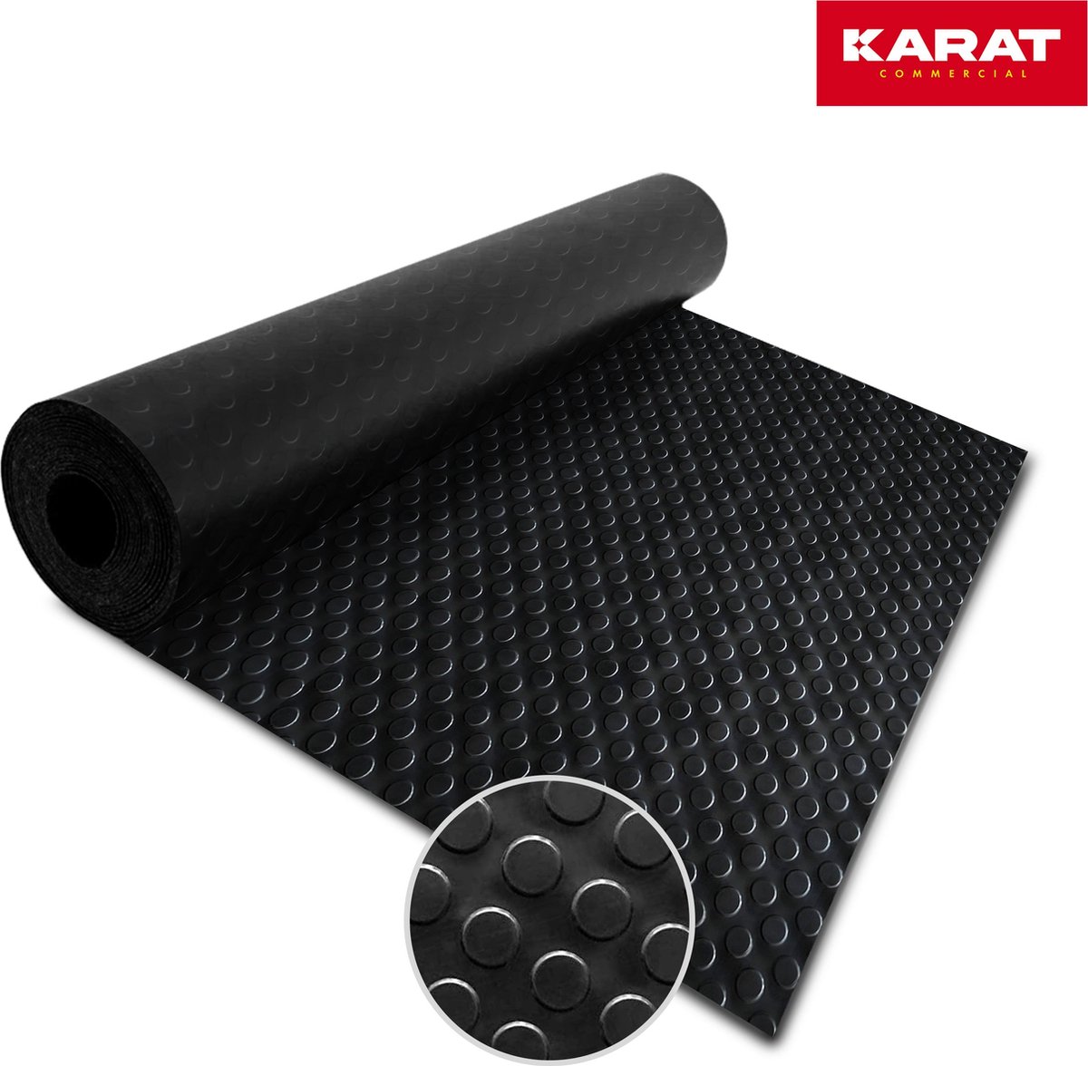 karatcommercial Rubber loper - Rubbermat - Circel - 3 mm - Zwart - 120 x 100 cm
