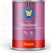 Husse Sterilised - Kattenvoer Natvoer, Kattenvoeding Nat - Gesteriliseerde / Gecastreerde Katten - Konijn - 12 x 415g