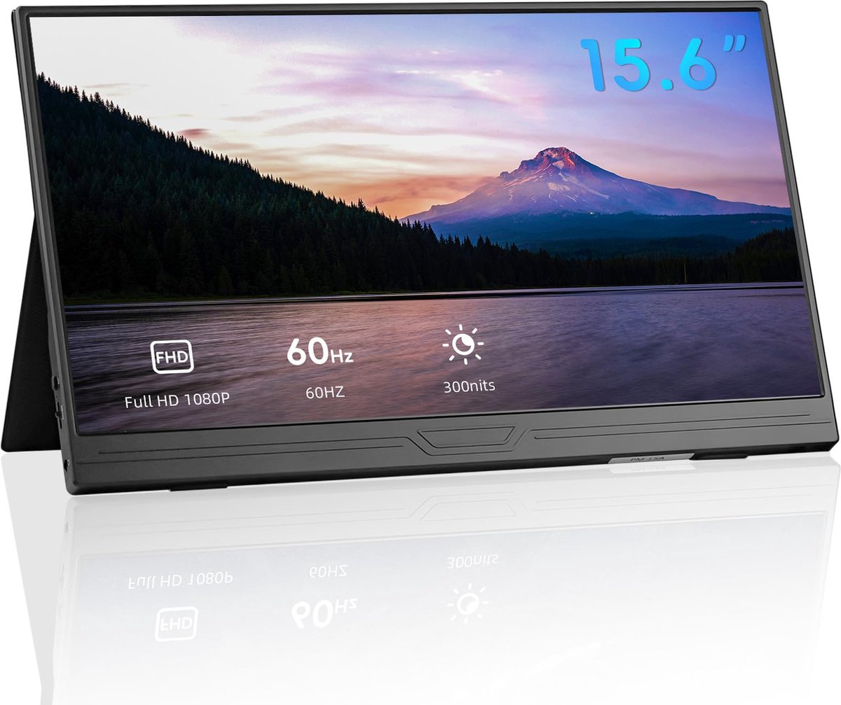 Beroli - CUQI - Portable Monitor - 15,6 Inch FHD - 1920 x 1080 - HDR IPS Mobiele Monitor met Type-C - HDMI - voor Laptop/PC/Raspberry Pi/Smartphone/Mac/Xbox/PS4/Switch