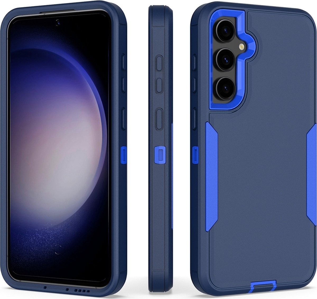 Mobigear Hoesje geschikt voor Samsung Galaxy S23 FE Telefoonhoesje Hardcase | Mobigear Ultra Tough Backcover Shockproof | Schokbestendig Galaxy S23 FE Telefoonhoesje | Anti Shock Proof - Donkerblauw