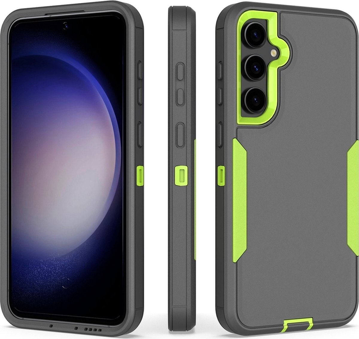 Mobigear Hoesje geschikt voor Samsung Galaxy S23 FE Telefoonhoesje Hardcase | Mobigear Ultra Tough Backcover Shockproof | Schokbestendig Galaxy S23 FE Telefoonhoesje | Anti Shock Proof - Groen