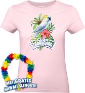 T-shirt femme Cacatoès Tropical | Les meilleurs en concert 2024 | Club Tropicana | Chemise hawaïenne | Vêtements Ibiza | Dames rose clair | taille S