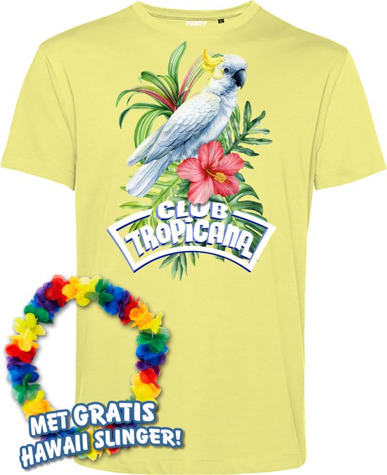 T-shirt Kaketoe Tropical | Toppers in Concert 2024 | Club Tropicana | Hawaii Shirt | Ibiza Kleding | Lichtgeel | maat M