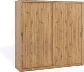Armoire coulissante Bono 220, armoire avec étagères, cintres, 220 cm, pour la chambre, chêne artisanal
