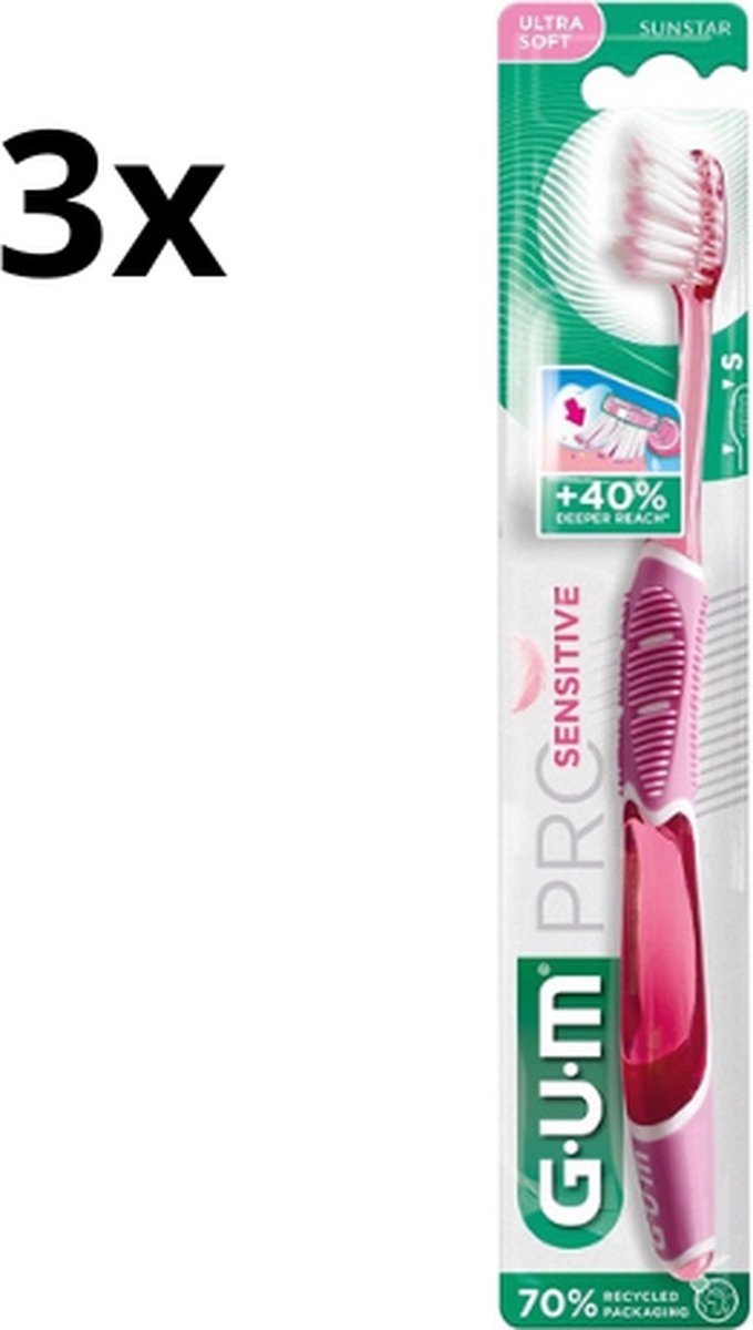 Goedkoopste 3x GUM Tandenborstel Pro Sensitive Ultra Soft - Voordeelverpakking