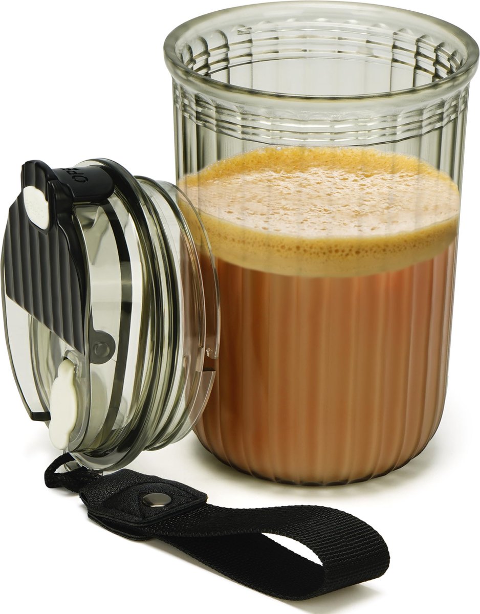 BELLE VOUS Mat Zwarte Geribbelde Plastic Koffie Kop met Deksel 480 ml Drinkbeker Herbruikbare Plastic Mok voor Ijskoffie Thee Sap Smoothies Water Cocktails Bier en andere Dranken