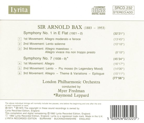 Bax: Symphony Nos 1 & 7