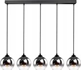 Hanglamp Industrieel voor Woonkamer, Eetkamer - 5-lichts bollen - Smoke Grafiet Glas