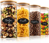 Quality Bidons alimentaires - Boîtes - Glas avec couvercle - 1200 ML - Ensemble de 4 pièces - Durable - Autocollants et stylo réinscriptibles gratuits