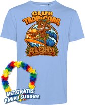 T-shirt Tiki Masked Surfer | Toppers in Concert 2024 | Club Tropicana | Hawaii Shirt | Ibiza Kleding | Lichtblauw | maat L