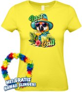 Dames t-shirt Last Call to Relax | Toppers in Concert 2024 | Club Tropicana | Hawaii Shirt | Ibiza Kleding | Lichtgeel Dames | maat S